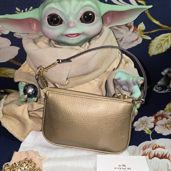 COACH Metallic/Iridescent dark gold/Pyrite Leather NOLITA 15 mini bag - Picture 5 of 10